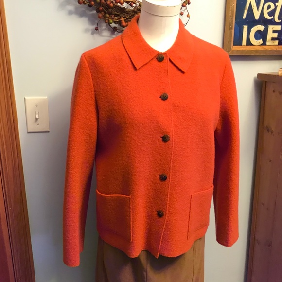 Lands' End Jackets & Blazers - Lands’ End boiled 💯% wool Orange jacket coat